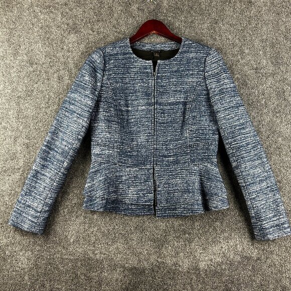 Banana Republic Sweater Women 2 Cardigan Blue Full Zip Lined Fluted Hem - Picture 1 of 8